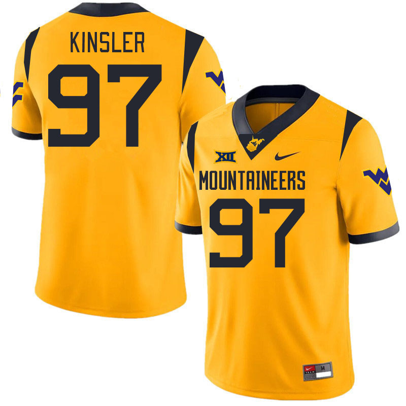 Men #97 Elijah Kinsler West Virginia Mountaineers College 2024 New Uniforms Football Jerseys Stitche